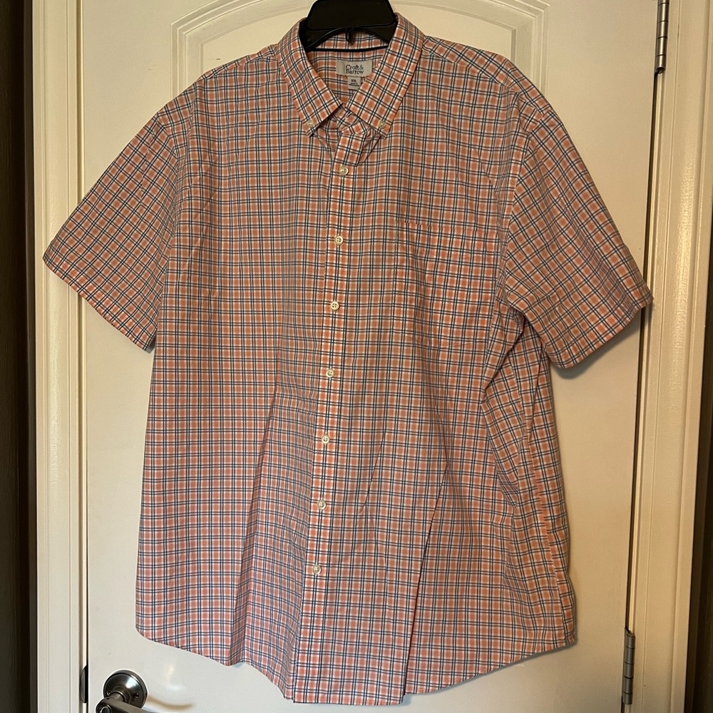 Croft & Barrow Orange Plaid short sleeve button down XXL